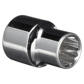Martin BM1209 Chrome Socket, 3/8 " Square Drive, 12 Point, Standard, 9 mm type I opening, 17.3 mm drive end, 14.2 mm opening end, 6.9 mm min. depth, Metric