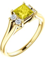 18K Yellow Gold 5.00x5.00mm Princess Cut Yellow Sapphire and Diamond Ring -- LIFETIME WARRANTY