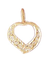 Dazzlers Solid 14k Gold Heart Charm Pendant Available in three colors from jewelsberry (weights: 1.2 grams only)