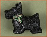Margaret Cobane Holly Berry Scottie Dog Hand Blown Glass Christmas Ornament