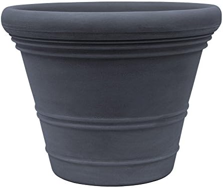 Planters Online AN24DGCH 24" Resin Ancona Planter, Medium, Charcoal