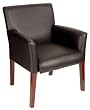 Boss Executive Box Arm Chair W/Mahogany Finish Guest Seating