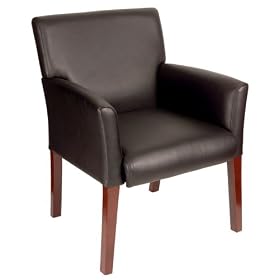 Boss Executive Box Arm Chair W Mahogany Finish Guest Seating by Living Room Chairs