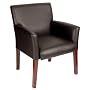 Boss Executive Box Arm Chair W/Mahogany Finish Guest Seating