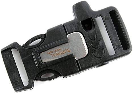 Side Release Whistle Buckle, Kasjet Outdoor Shackle with Flint Fire Starter Scaper for Servival Paracord Bracelet 5 PCS