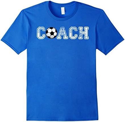 Men's Soccer Ball Coach T-Shirt End of Season Team Gift Tee Shirt Large Royal Blue