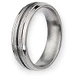 Grooved Ridged Edge Satin & Polished Titanium Ring (6.0 mm) - Sizes 8.5-12