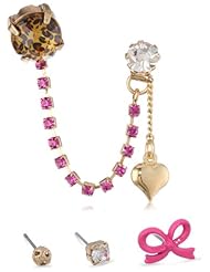 Betsey Johnson "A Day at the Zoo" Leopard and Bow 5-Set Stud Earrings