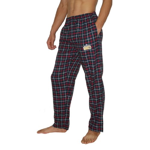 Mens NBA Denver Nuggets Plaid Cotton Thermal Sleepwear / Pajama Pants - Blue & Red (Size: M)