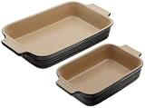Le Creuset Stoneware 1-1/4-Quart Rectangular Baker with Bonus 16-Ounce Rectangular Baker, Black Onyx