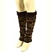 Winter Knit Leg Warmers Dance Snow Flake Dark Brown with Brown