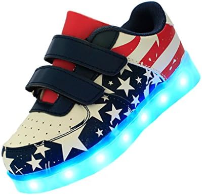 ERUPT Kid Boy Girl LED Light up Sneaker Athletic VELCRO American flag Shoes 36M