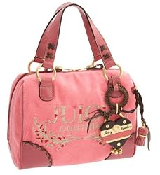 Juicy Couture Terry Heart Tassel Daphne Satchel Bag Purse Pink