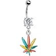 Rasta Pot Leaf Dangle Belly Ring