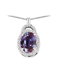 Tommaso Design (tm) Oval 10x8mm Simulated Alexandrite and Diamond Pendant