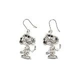 Adorable Snoopy I Love You Heart Charm Earrings with TONS of Crystals