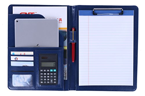 Maxnote Blue Executive Business Portfolio Folders with Notepad Holder and Calculator for iPad
