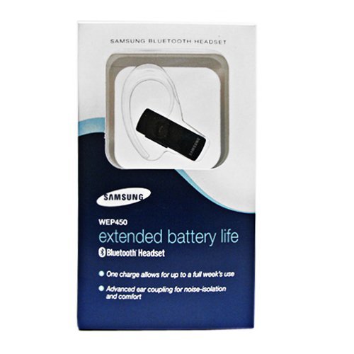 Samsung WEP450 WEP 450 Original Black Bluetooth Headset in Retail Packaging