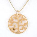 Round Tree of Life Open Cut Design Pendant in Vermeil on a 16 Gold Filled Snake Chain, #8339