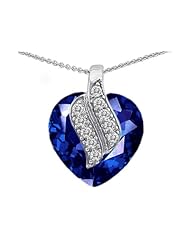 Original Star K (tm) Large 15mm Heart Shaped Created Sapphire Soul Mate Pendant in .925 Sterling Silver