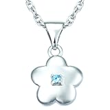 Children's Sterling Silver Blue Topaz Flower Pendant