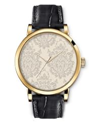 SPRAWL Aanalog Fashion Series Gold Ladies Watches of Genuine Black Leather Strap,Unique Wrist Watch for Women Girls Designed with Flor old gray on light gray background