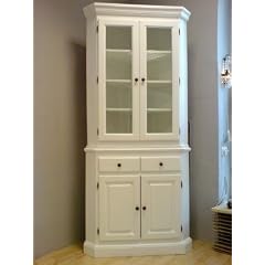 Eckschrank KIM wei� / Vitrine Massivholz Landhaus