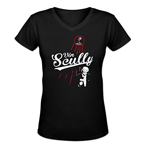 Womens Vin Scully Baseball Hall of Fame Broadcaster V-neck Tee By Rockshirts