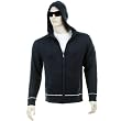 Thug or Angel Men's Jet Black collection, knitted navy hooded zip-up cardigan. JBLK3950