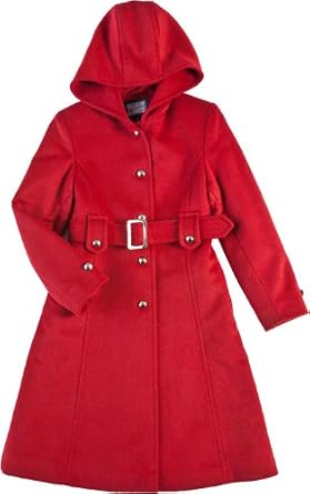 Rothschild Girls Fully Lined Red Wool Coat With Attached Hood