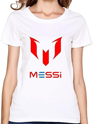 JOWEN Womens Lionel Messi Logo Tee Shirts,O-Neck T-shirt Medium White