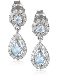 10k White Gold Teardrop Blue Topaz Diamond Earrings (2/9 cttw, I-J Color, I2-3 Clarity)