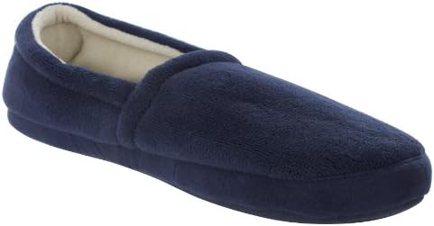 Mens Fleece Lined Slippers (Large, Navy)