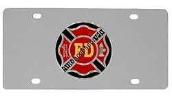Fireman Firefighter Cross Logo License Plate