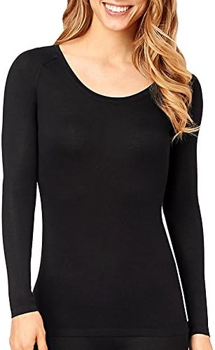Cuddl Duds Thermals Long Sleeve crew-Neck Warm Layers, Black, Medium