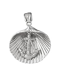 Clevereves 14K White Gold Pendant Two Tone Shell with Anchor 13.7 - Gram(s)