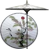 Asian Splendor 7 Foot Patio Umbrella With Base - Lily White by Oriental Decor