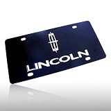 Lincoln Logo and Name on Black Steel License Plate