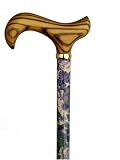 Walking Cane-Lavander lace-This walking stick cane has an elegant floral print on maple wood shaft with scorched derby handle. This wooden cane has a weight capacity of 250 pounds and 35 inches long.