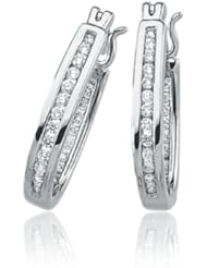 1/3 Carat, Channel Set Diamond Hoops - 14 Karat White Gold