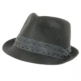 New PP Waterproof Satin Band Stingy Fedora Crushable Hat * Black Medium