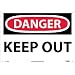 NMC D59AB OSHA Sign, "DANGER KEEP OUT", 14" Width x 10" Height, Aluminum, Black/Red On White