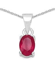 1.20 Carat Genuine Ruby Sterling Silver Pendant Necklace. 18"