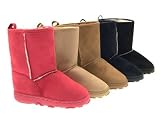 GIRLS CHILDRENS KIDS FUR LINED ANKLE WINTER WARM SNOW SNUGG CHESTNUT PINK BLACK BLUE BEIGE BOOTS FAUX SUEDE SIZES 6-13