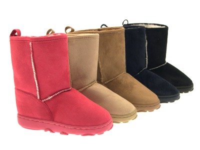 GIRLS CHILDRENS KIDS FUR LINED ANKLE WINTER WARM SNOW SNUGG CHESTNUT PINK BLACK BLUE BEIGE BOOTS FAUX SUEDE SIZES 6-13