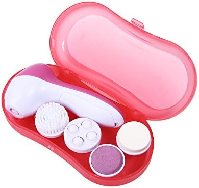 SHAZINNA AE-8782C 4-in-1 Facial Brush for Women &amp; Men Deeply Cleaning Skin Exfoliating Facial Massager Cleaner (Red)