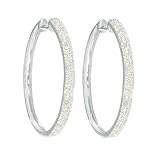 10k White or Yellow Gold Oval Pave Diamond Hoop Earrings (1 cttw, J-K Color, I2-I3 Clarity)