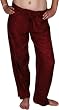 Drawstring Pants - Embroidered Rayon, Burgundy