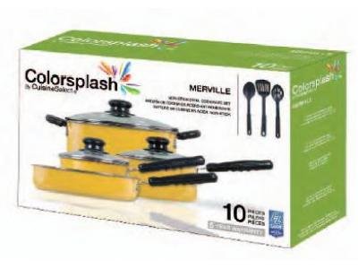 Gibson Colorsplash Merville 10-Piece Cookware Set, Yellow