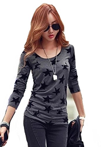 Sta.ANA(サンタ・アナ） 春 レディース カットソー Tシャツ 長袖 星柄 コットン 4サイズ 選べる2色